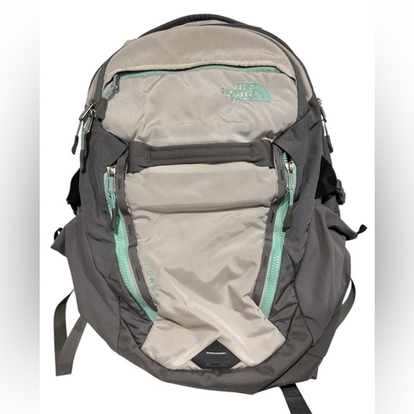 The North Face Women's Surge Laptop Backpack Light Gray Teal - Picture 10 of 10